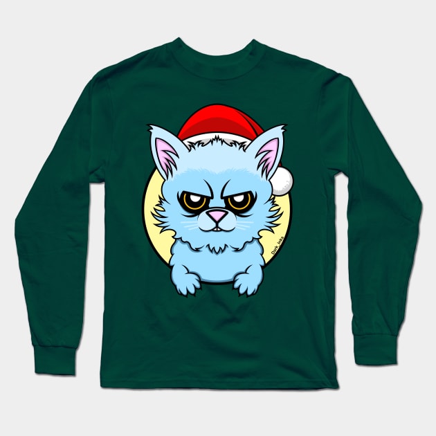 Bad Cat in a Christmas Hat Long Sleeve T-Shirt by Dark_Inks